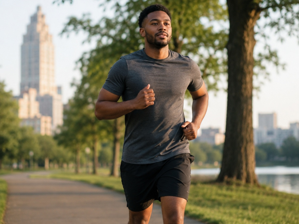 Man in his late 40s waking refreshed and rested, deep sleep and recovery